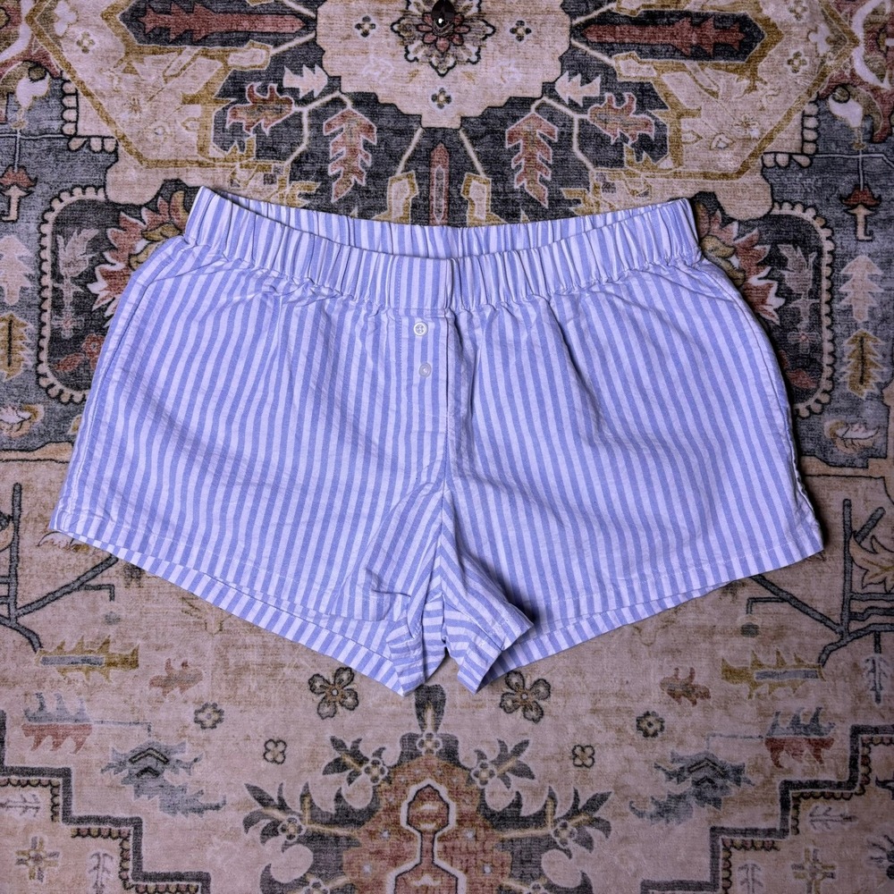 John Galt Brandy Melville Blue White Striped Comfy Beach Shorts Sleep Loungewear